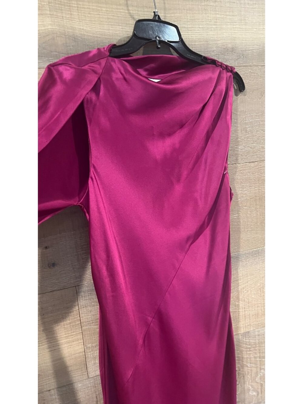 NWT Acler Ropley Drape Bias Cut fuchsia  Satin Maxi Cocktail Dress size US 10 - Picture 6 of 14